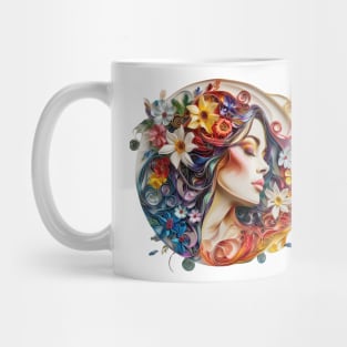 Whispers of Grace: A Quilled Kirigami Ode to Womanhood Mug